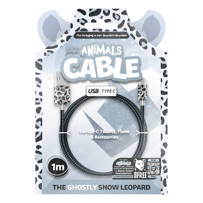 Juice Animals Type C Braided 1M Charging Cable (Snow leopard)