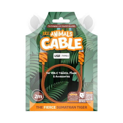 Juice Animals Type C Braided 2M Charging Cable