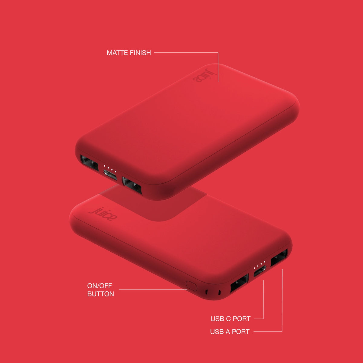 Juice Eco 2 Charge Power Bank – 5000mAh (Red)