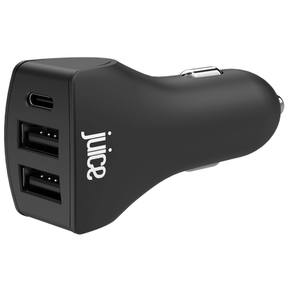 Juice Eco 37W 3-Port Car Charger with Power Delivery – Black