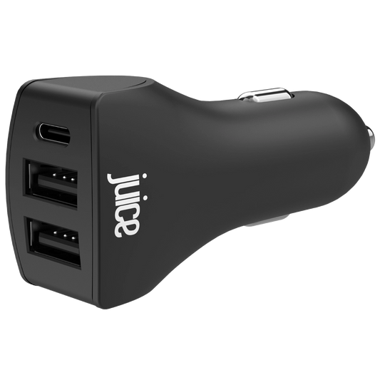 Juice Eco 37W 3-Port Car Charger with Power Delivery – Black