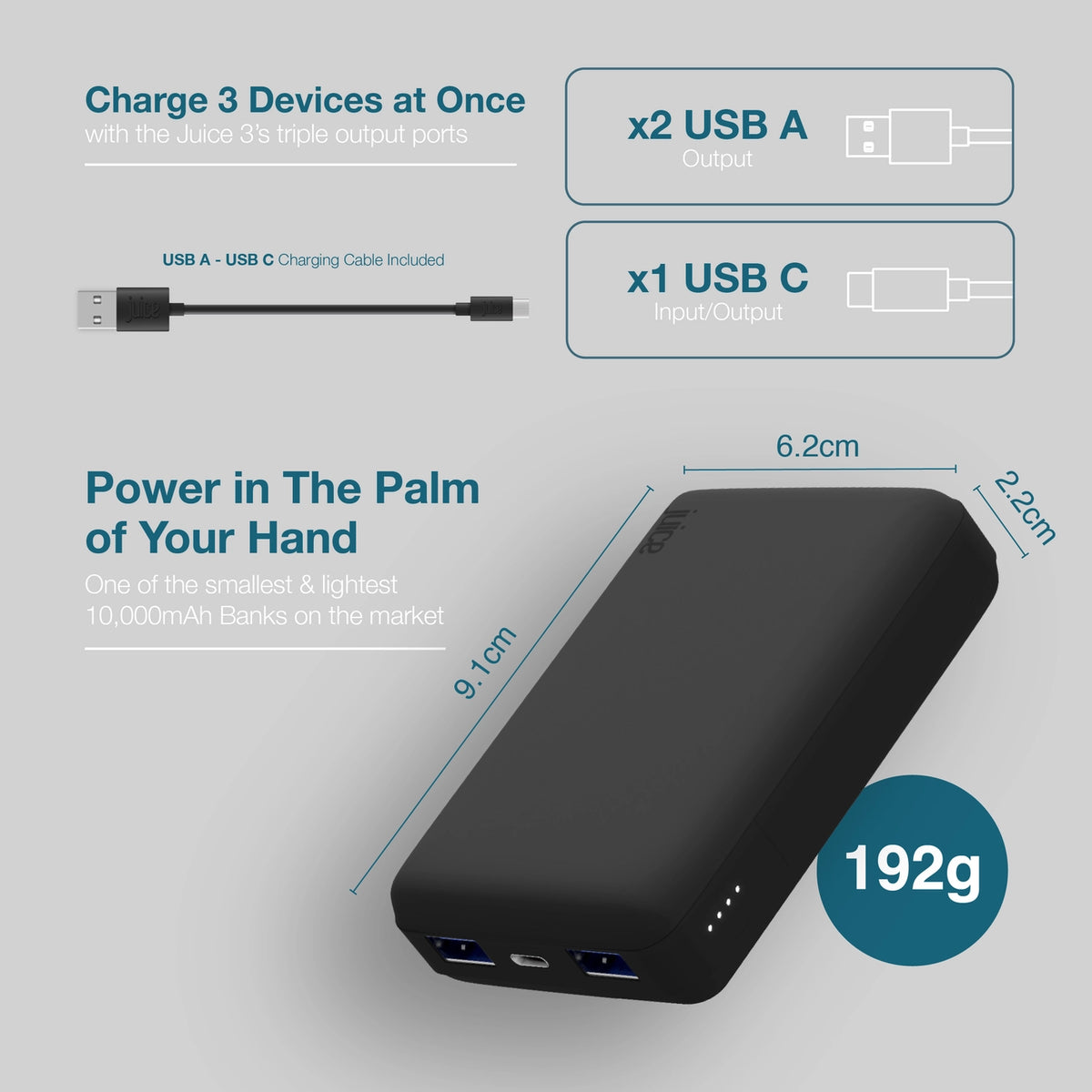 Juice Eco 3 Charge Power Bank – 10,000mAh (Black)