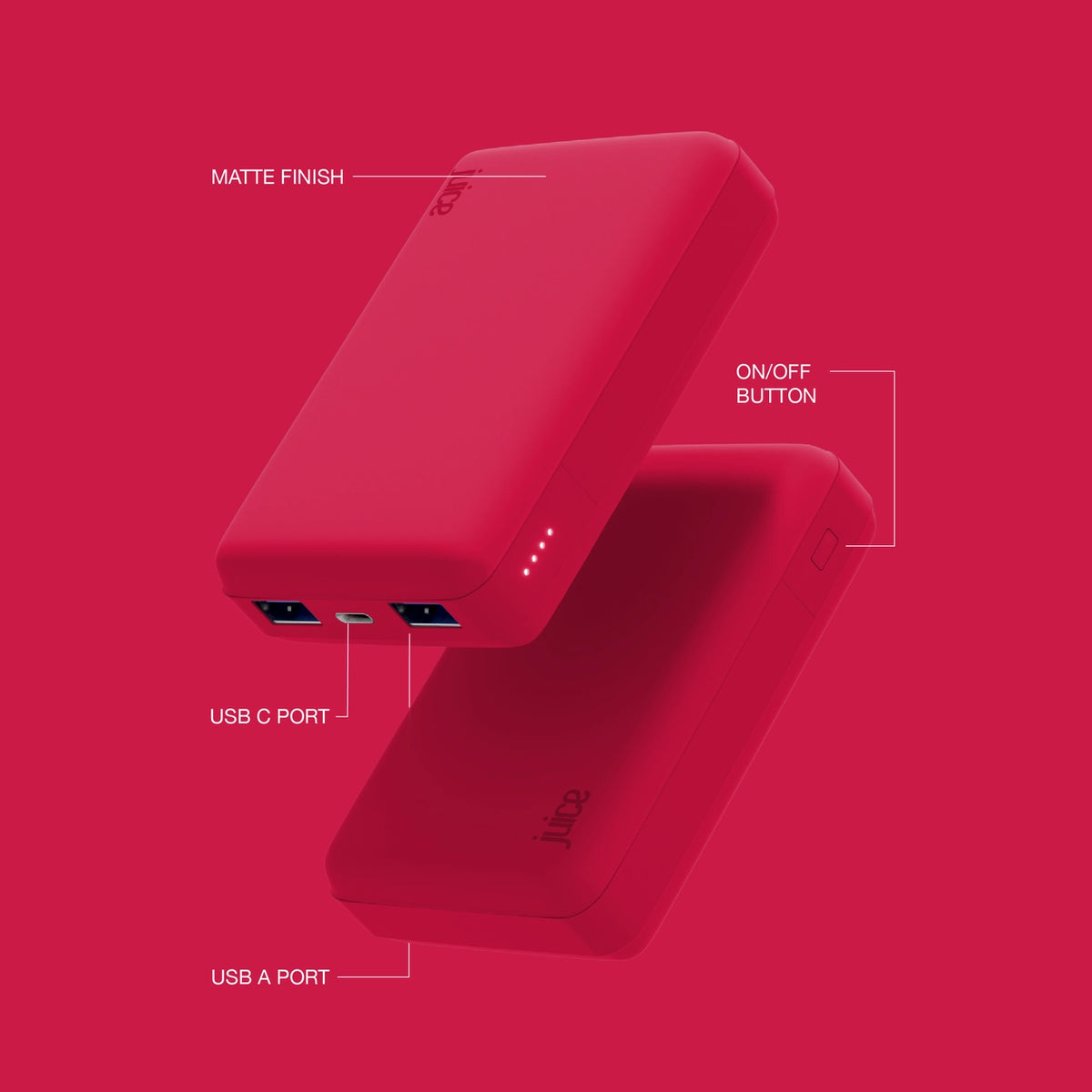 Juice Eco 3 Charge Power Bank – 10,000mAh (Red)