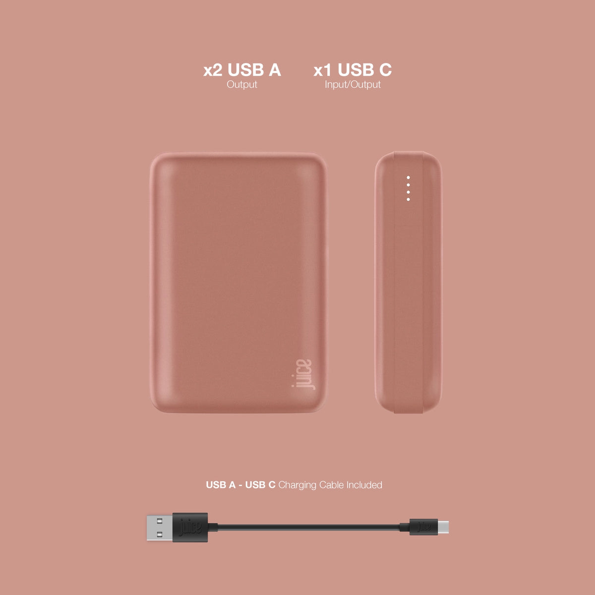 Juice Eco 3 Charge Power Bank – 10,000mAh (Rose Gold)