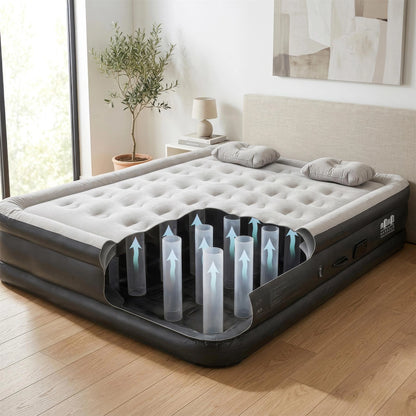 King Airbed with Removable Electric Pump - Black Grey