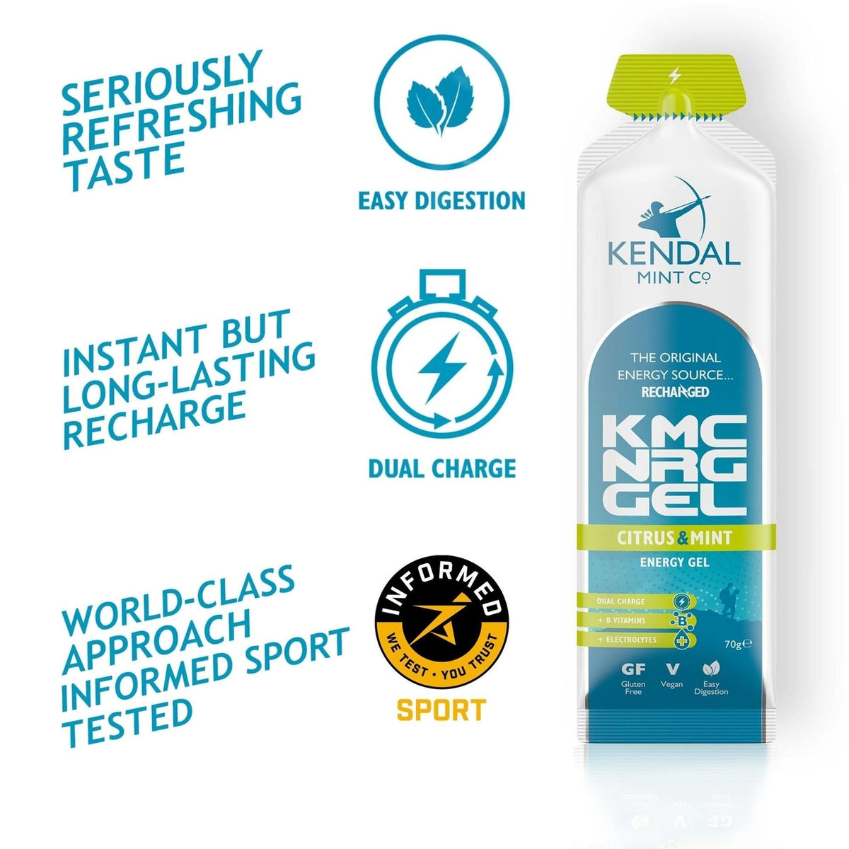 Kmc Nrg Gel Citrus & Mint Caffeine Energy Gel 70g (Recharged)