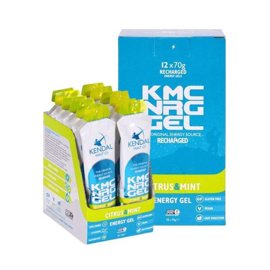 KMC Energy Gel packaging with blue and green design on a white background