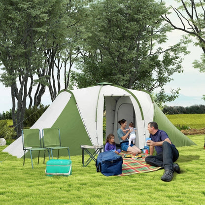 Large Tunnel Camping Tent 4-6 Person, 2 Bedrooms & Living Area
