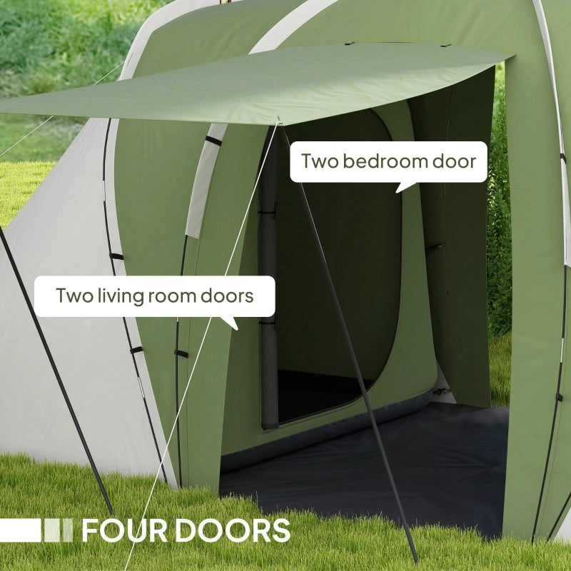 Large Tunnel Camping Tent 4-6 Person, 2 Bedrooms & Living Area