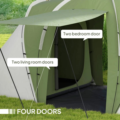 Large Tunnel Camping Tent 4-6 Person, 2 Bedrooms & Living Area