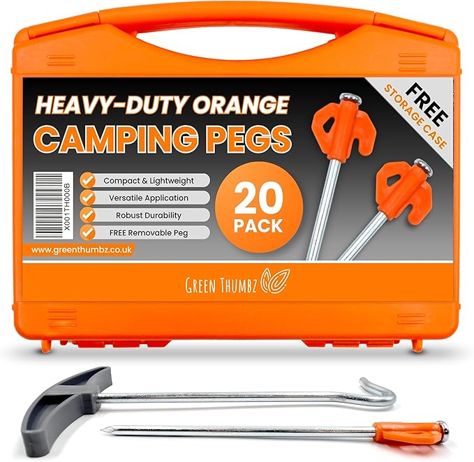 Pack of 20 Heavy Duty Tent Pegs - Hard Ground Camping Pegs