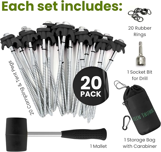 Pack of 20 Heavy Duty Tent Pegs - Hard Ground Camping Pegs
