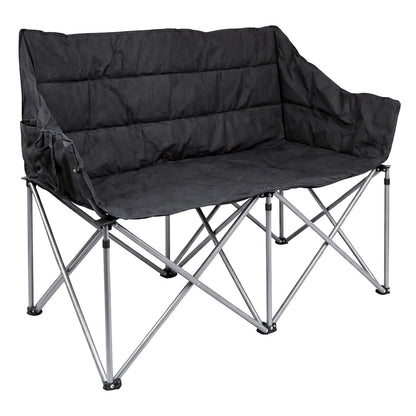 Padded Folding Double Camping Chair - Black