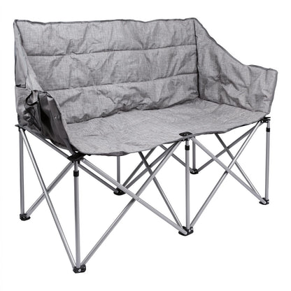Padded Folding Double Camping Chair - Grey