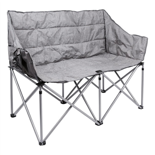 Padded Folding Double Camping Chair - Grey