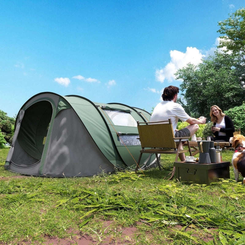 Pop-Up Camping Tent For 3-4 Person, Dark (Green)