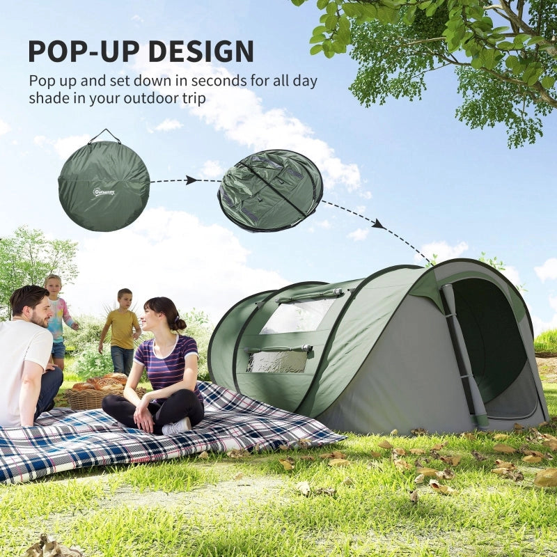 Pop-Up Camping Tent For 3-4 Person, Dark (Green)