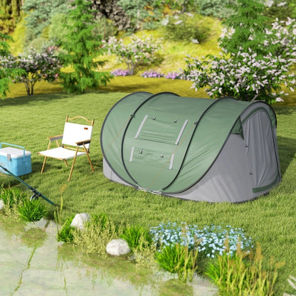 Pop-Up Camping Tent For 3-4 Person, Dark (Green)
