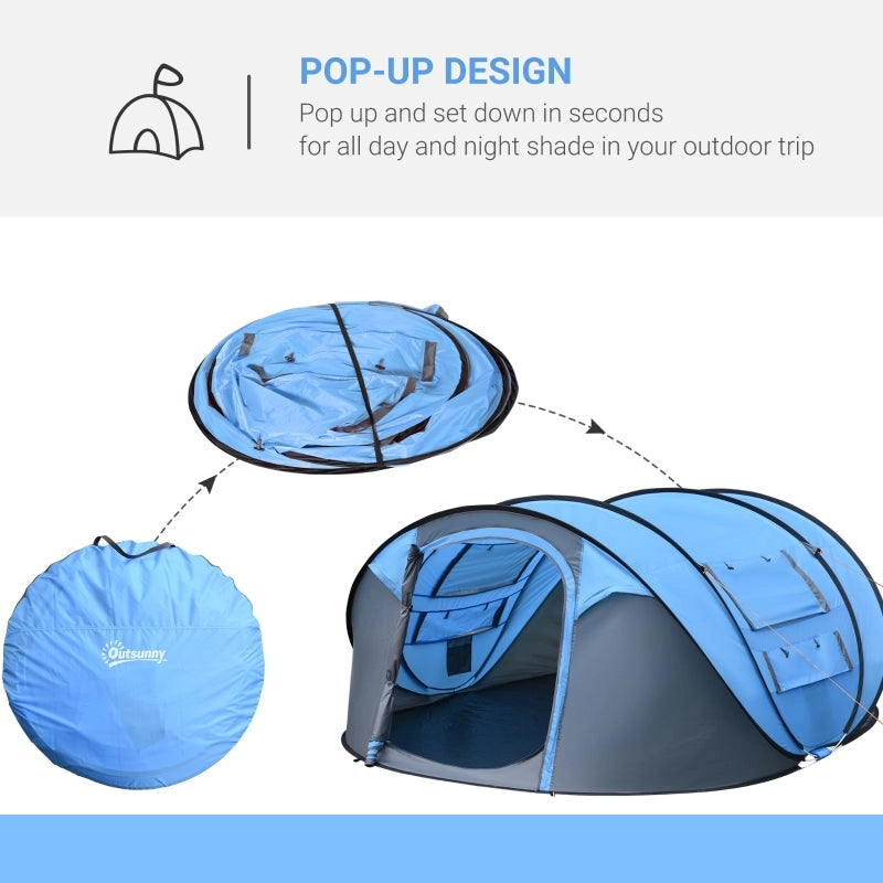 Pop-Up Camping Tent For 3 Person, (Sky Blue)