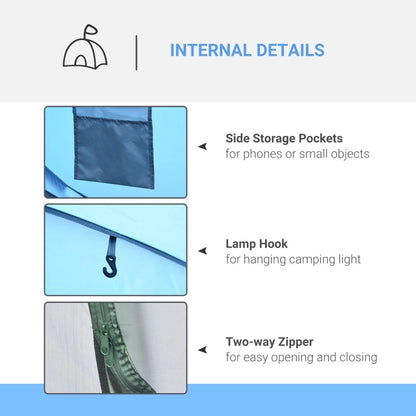 Pop-Up Camping Tent For 3 Person, (Sky Blue)