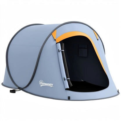 Pop-Up Dome Tent For 2 Adults, Grey, Waterproof Polyester, Easy Setup, Mesh Window, Camping Accessories Included