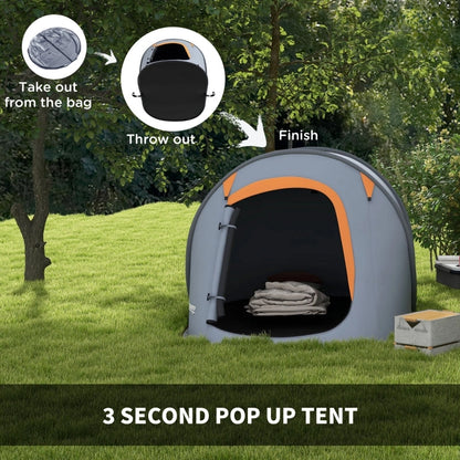 Pop-Up Dome Tent For 2 Adults, Grey, Waterproof Polyester, Easy Setup, Mesh Window, Camping Accessories Included