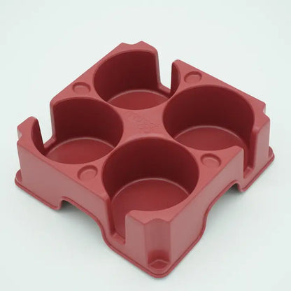 Plateau rouge pour transporter des mugs, des tasses et des bouteilles