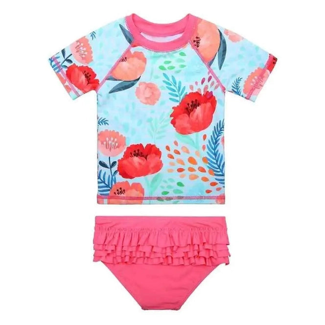 Toddler Girls Swimsuit | Rash Guard Upf 50+| Two Pieces