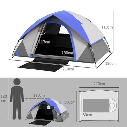 Two-Man Dome Tent Waterproof (Grey/Blue)