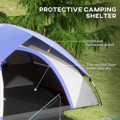 Two-Man Dome Tent Waterproof (Grey/Blue)