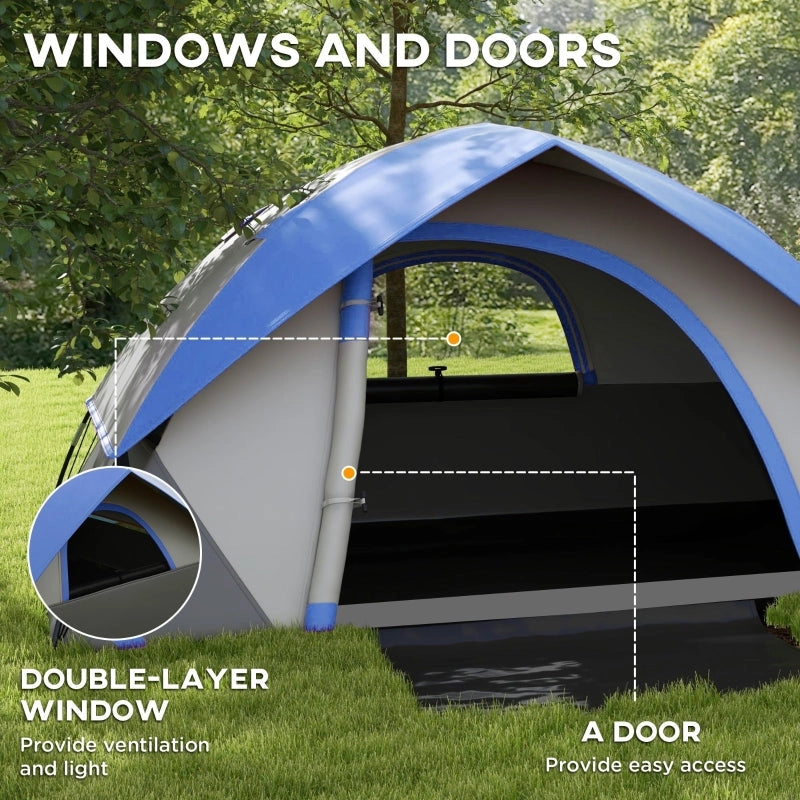 Two-Man Dome Tent Waterproof (Grey/Blue)