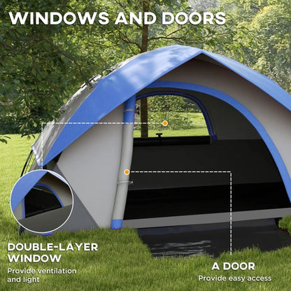 Two-Man Dome Tent Waterproof (Grey/Blue)