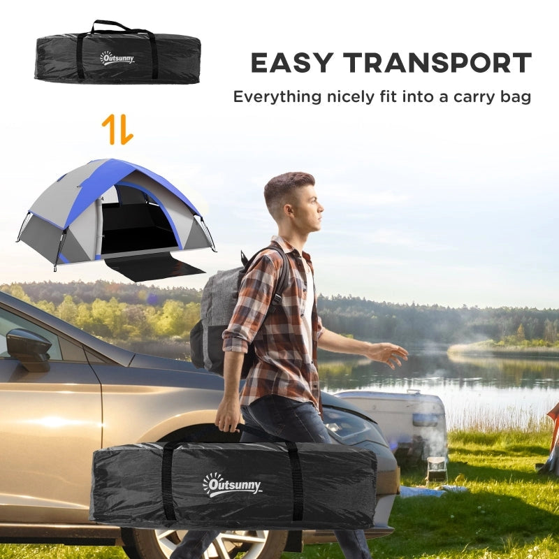 Two-Man Dome Tent Waterproof (Grey/Blue)