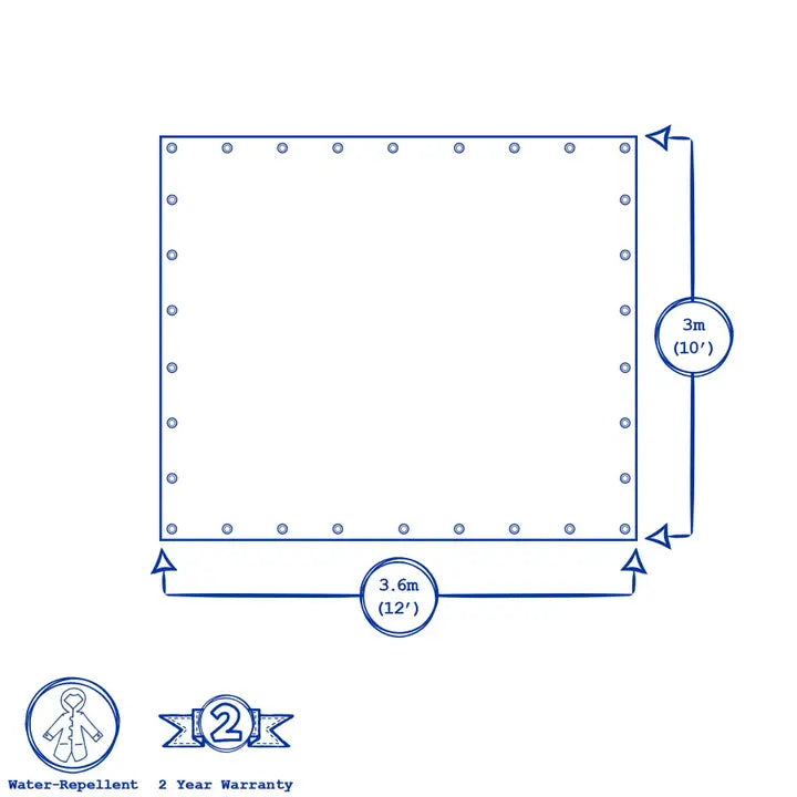 Bâche imperméable de 10 pieds x 12 pieds