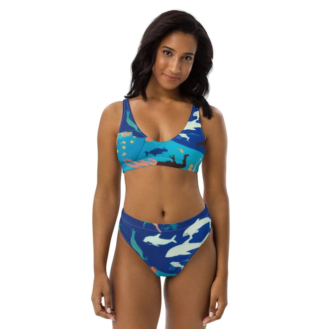 Women Bikini Marine World Design | Recycled High-Waisted Bikini