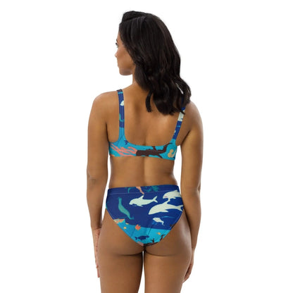 Women Bikini Marine World Design | Recycled High-Waisted Bikini