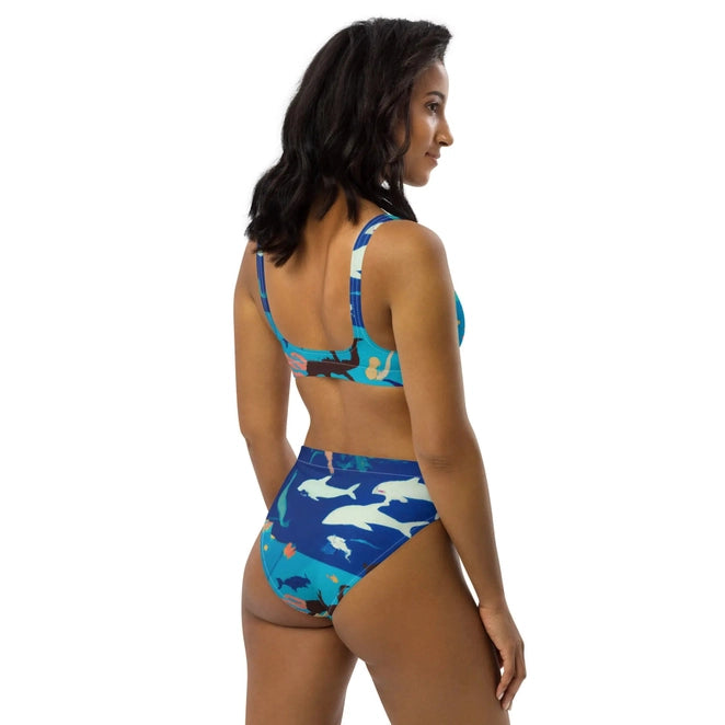 Women Bikini Marine World Design | Recycled High-Waisted Bikini