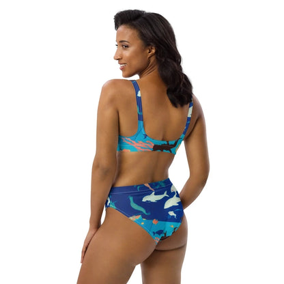 Women Bikini Marine World Design | Recycled High-Waisted Bikini