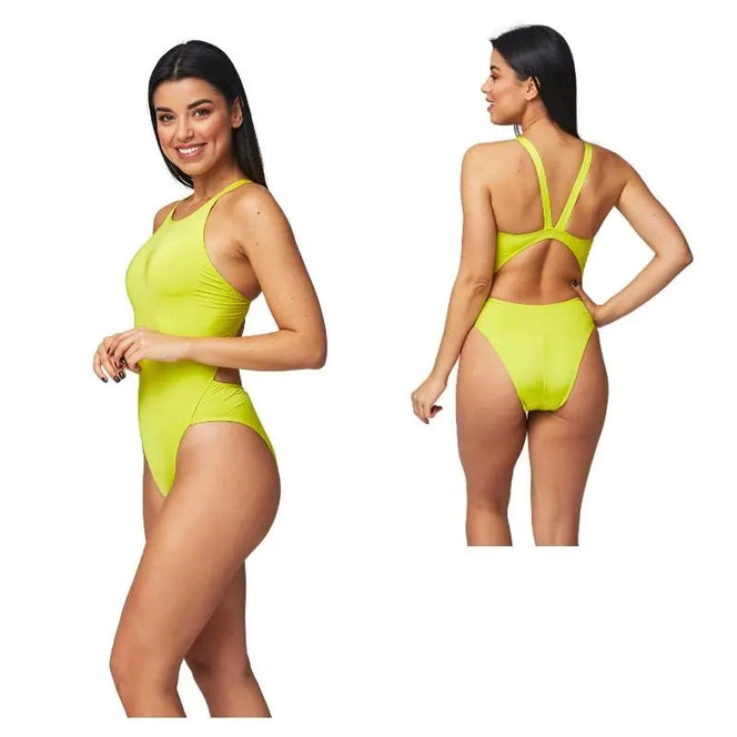 Women Pool Training Swimwear | Girls Swimsuit Yellow